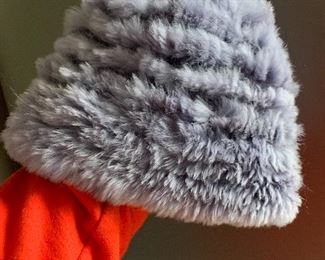 Rabbit fur hat in a lovely lilac color