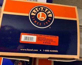 Collectible Lionel Large Scale Trains.
Including Holiday Year boxcars and tracks.