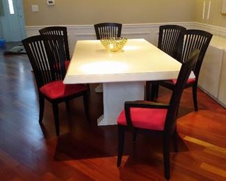 Elkins Dining Room - White lacquer - Table Measures 80 1/2' long  - no leaves x 46 1/2' wide