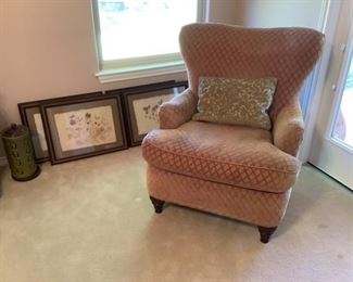 Upholstered wing back chair