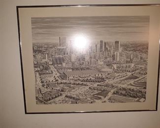 Vintage Karl Koefle print of Dallas skyline