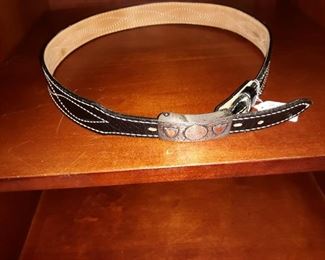 Leather western belt with sterling silver buckle