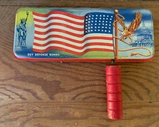 Old Buy Defense Bonds Tin Noisemaker
