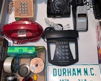 Vintage Telephones/ Durham City Plates/Fishing Reels