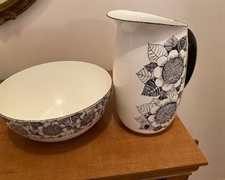 Finel Enamelware Pitcher and Bowl