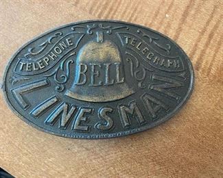 Brass Bell Telephone Linesman Belt Buckle 