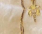14K Gold RN Pendant and Necklace