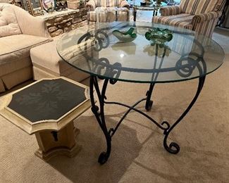 Glass topped patio table