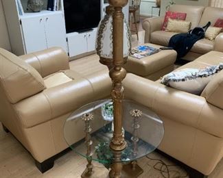 Leather Living Room Set and Lamp Table