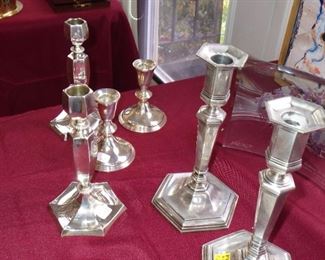 STERLING SILVER CANDLE HOLDERS.