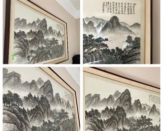 Large Framed Chinese Landscape Painting