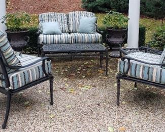 Wrought Iron Loveseat, Coffee Table, and (2) Armchairs