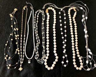 A variety of pearl necklaces