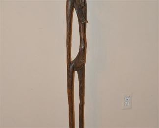 Large African Fertility Goddess, Wood Carving, 52"H