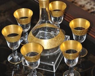 Vintage 8-pc. Decanter Set with Gold Trim, Unsigned