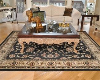 Full View of the Wonderful Marge Carson Coffee Table And Lovely Area Rug