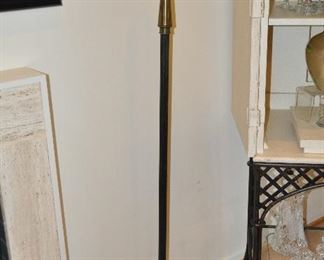 Vintage Torchiere Floor Lamp, Tommy Parzinger, Designer, Greek Key Brass, 61 3/4'H