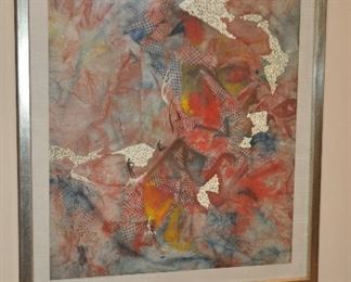 Artist Pang Tseng-Ying, (1916-1997)Chinese-American Modernist, Abstract, Watercolor on Paper, Signed.  24" x 28.5" 