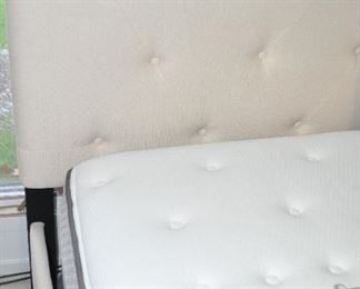 Fantastic Cream Color Queen Size Tufted Headboard and Frame Shown with a Sealy Posturepedic Mattress and Box Spring