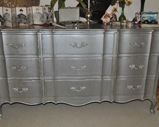 Up close view of the Great 9 Drawer Painted Wood Dresser by Dixie Furniture, 58"W x 31"H x 18.5"D