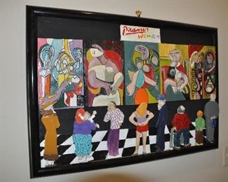 Painted Wood Carving  "Picasso's Women" 38.5" x 37"