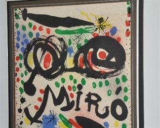 Joan Miro Framed Exhibition Poster, 22" x 22.5" 