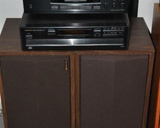  One of 2 Sets of Speakers, Lafayette Crittenton 200H, 99-03733W.  Each Speaker is 13.5"W x 25"H x 13"D. Shown with ONKYO FM Stereo/AM Receiver, Model TX-8211 and ONKYL Compact 6 Disc Changer RI, Model DX-C211