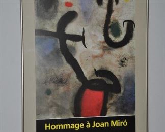 Framed Exhibition Poster, Hommage a Joan MIro, 10 mars - 8 mai 1984, Fondation Maeght, 06570 Saint-Paul.  22" x 33"