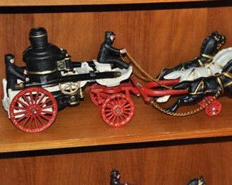 Up Close View of the Fabulous Vintage Fire Wagon, Cast Iron, 20"W x 8"H x 6"W