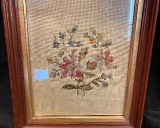 Vintage needlepoint in a shadow box 