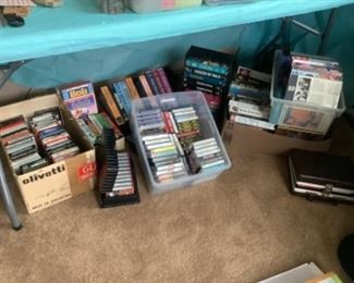Lots of CDs, VHS, 8 Track and tapes.  Plus vinyl record albums and 78’s.