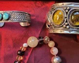 Mexican and Indian silver cuffs