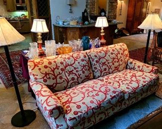 Custom sofa with dog fabric pattern