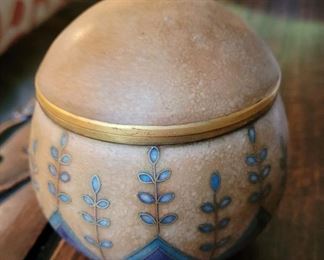 German cloisonne pottery jar and lid