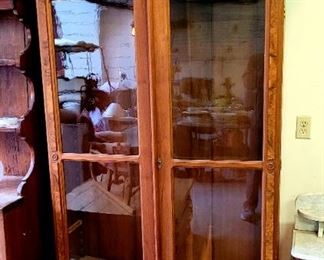 Large primitive 2 door glass front cabinet
