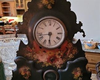 Antique metal mantel clock