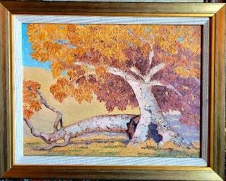 Fall Sycamores oil painting 