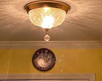  Vintage "Waterford" Crystal 3 Light Flushmount Ceiling Light Fixture