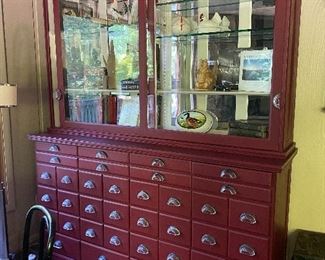 Antique painted display cabinet