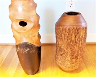Wooden carved vases