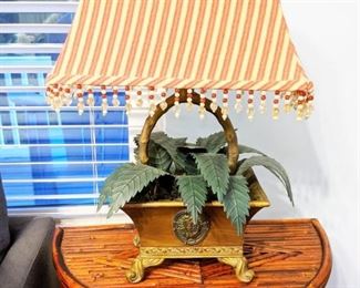 Lamp with striped shade