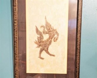 One of a pair of framed art 