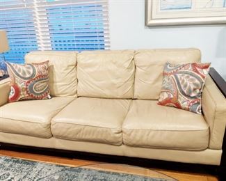 Matching leather three seat sofa