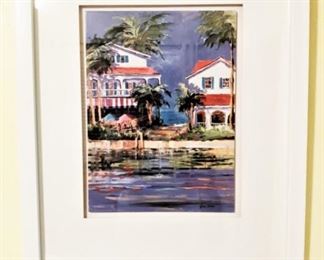 Framed watercolor  signed and numbered