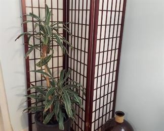 Japanese Decor Rice paper and wood three panel Room Screen