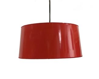 A Large Pendant Light With An Orange And Silver Lined Drum Shade
Lot #: 14