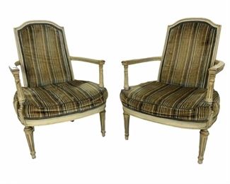 A Pair Of Painted And Upholstered Louis XVI Style Armchairs
Lot #: 54