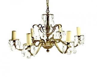 A Vintage Brass Chandelier With Crystal Pendants
Lot #: 125