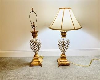 Pair Antiqued Gold And Glass Urn Style Table Lamps
Lot #: 164