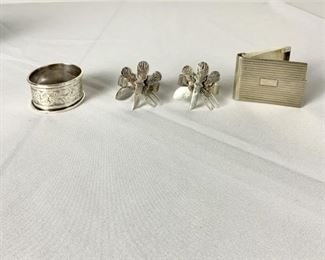 Sterling Napkin Rings Together With Vintage Sterling Silver Match Case, 4
Lot #: 212